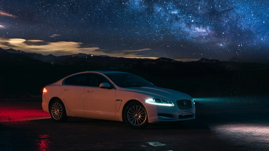 luxury car exterior night